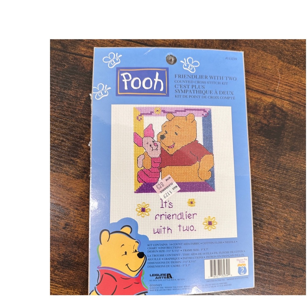 Leisure Arts Winnie the Pooh‎ Cross Stitch Kit Multicolor New Disney